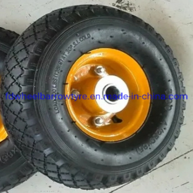3.00-4 3.50-4 Pneumatic Rubber Wheel with Steel Rim Used for Hand Trolley and Tool Cart, Garden Carts