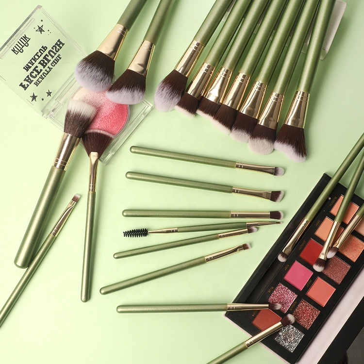 Hot Sale Brown Hair 7 Big Variety 20 Pieces 15PCS 14 Piece Double End Vegan Professional Makeup Brush Set