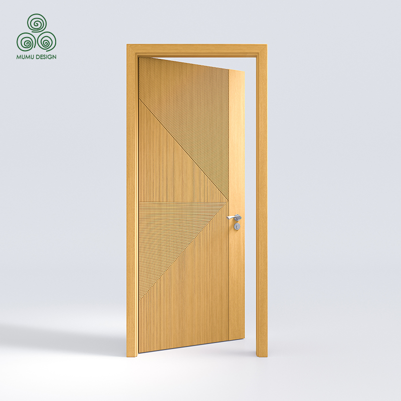 Premium Oak Walnut Main Entrance Interior Pivot Automatic Wooden Door