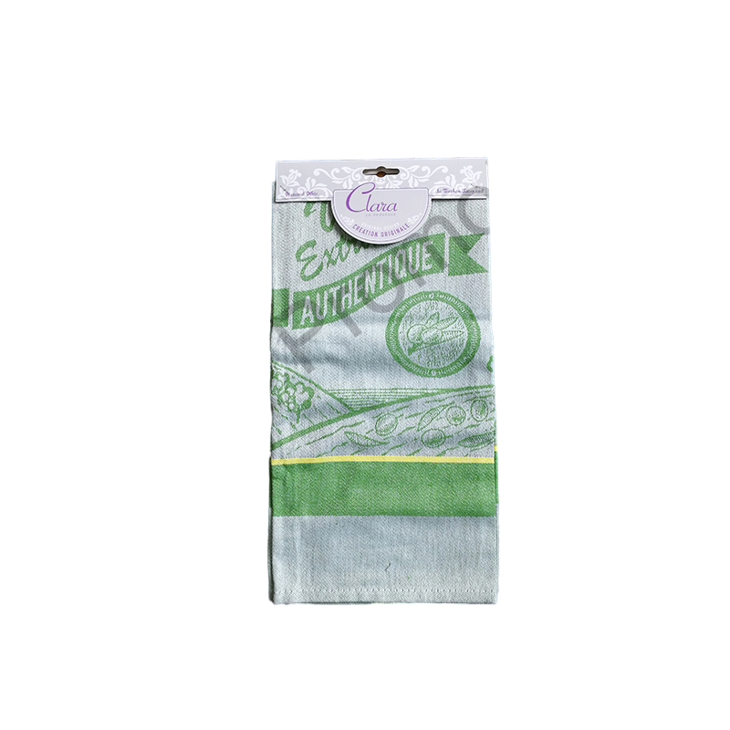 100% Cotton Green and Red Jacquard Lavender France Kitchen Towel Set of 2PCS