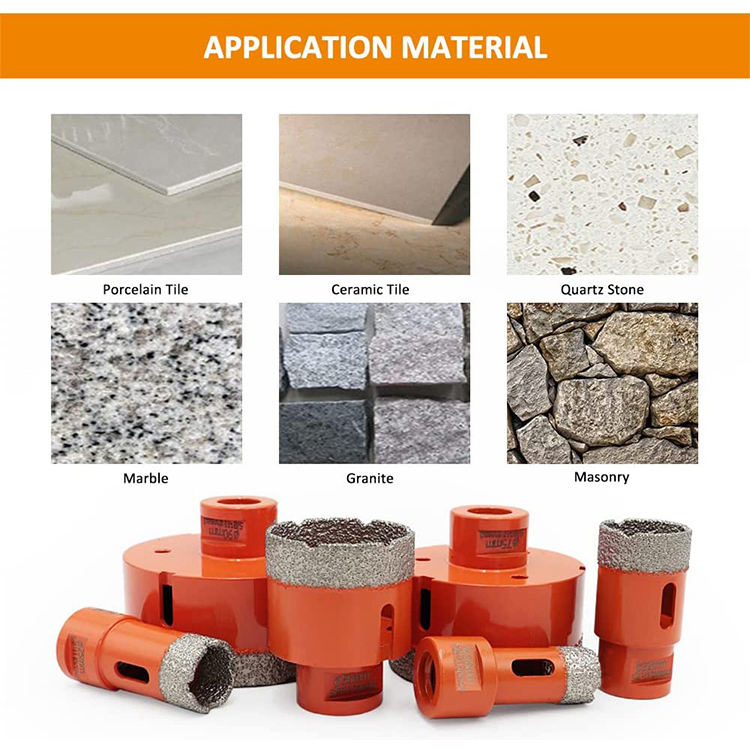 Vacuum Brazed M14 Diamond Tools Hole Saw Diamond Core Drill Bit Set