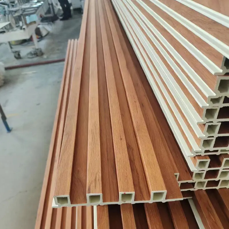 Plastic Composite PVC Coating Cladding Fluted Wall Board WPC Interior Wall Panel