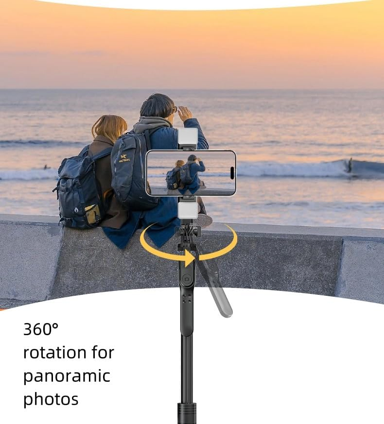 Retractable Cell Phone Tripod Stand with Wireless Remote Control and Fill Light