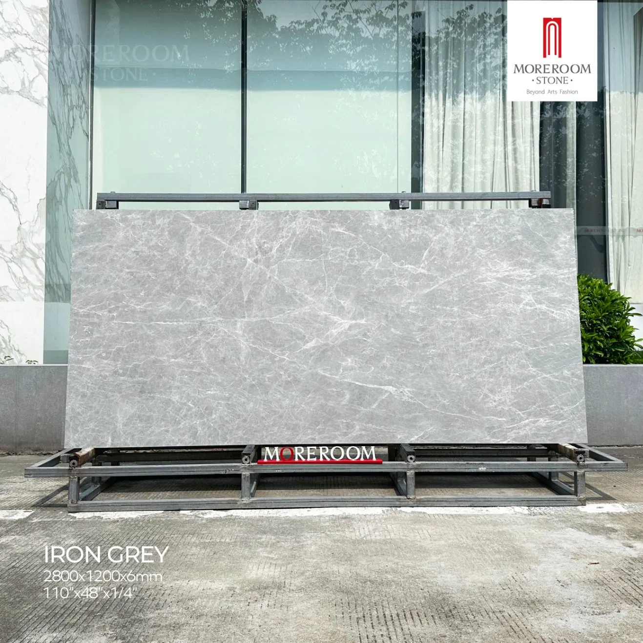 Iron Grey Marble Slab Glossy Surface Sintered Stone Flooring for Living Room