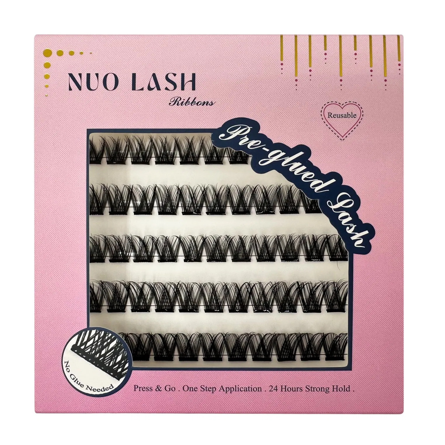 Self Adhesive Pre-Glued Press-on Lashes DIY Cluster Individual Lash Extension Kit, Makeup Lash Bundle Segmented Eyelash Pre-Bond