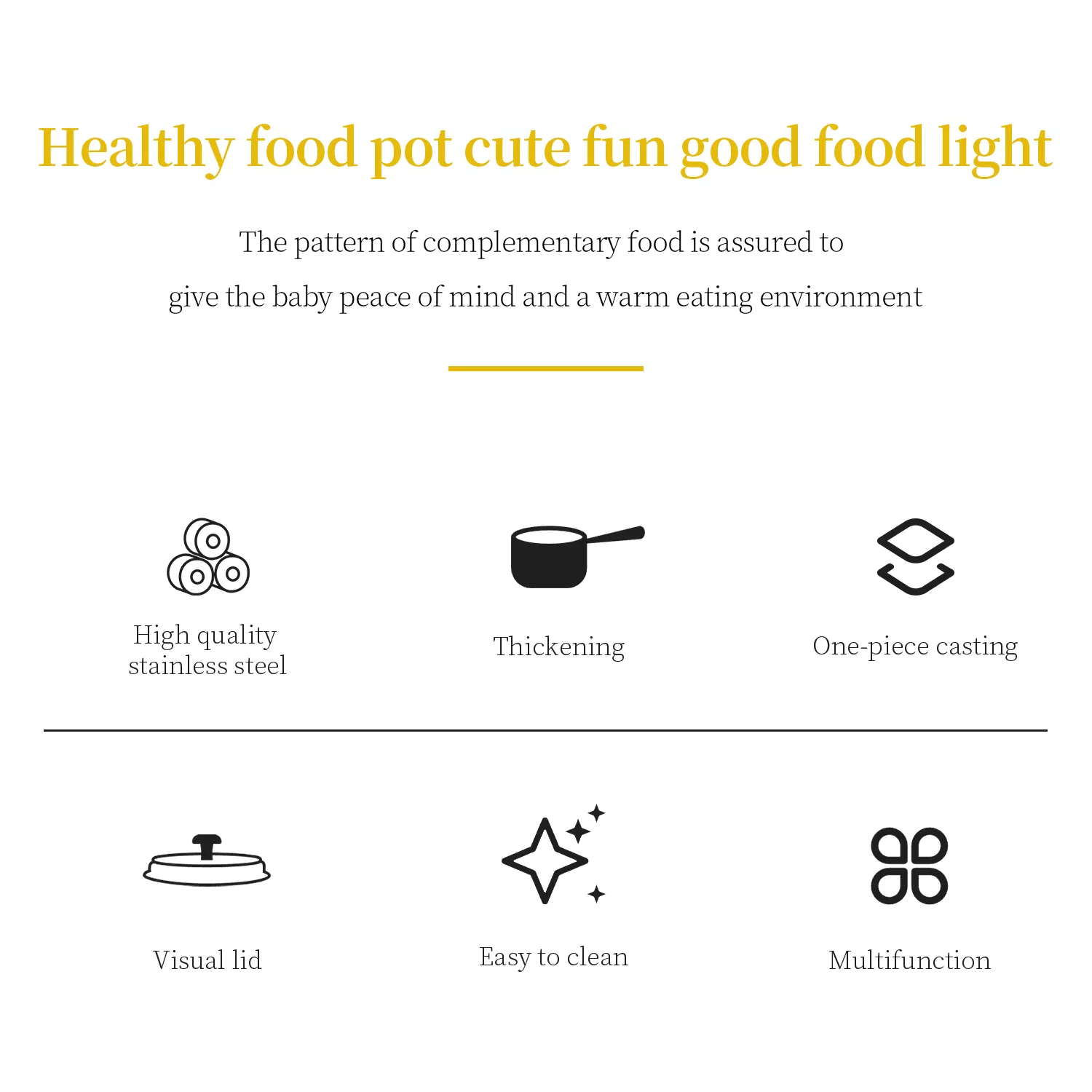 Yellow Single Handle Household Small Milk Pot with Lid Pot