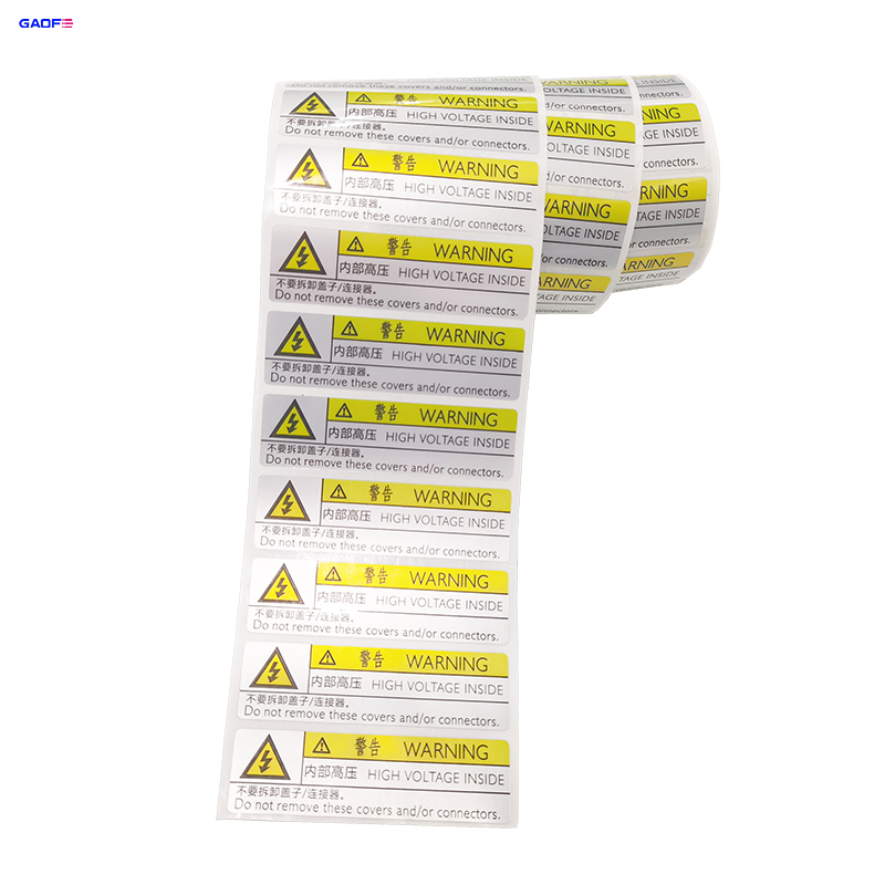 Warning Sliver Pet with Strong Glue Logo Customized Label Polyester Equipment Sticker