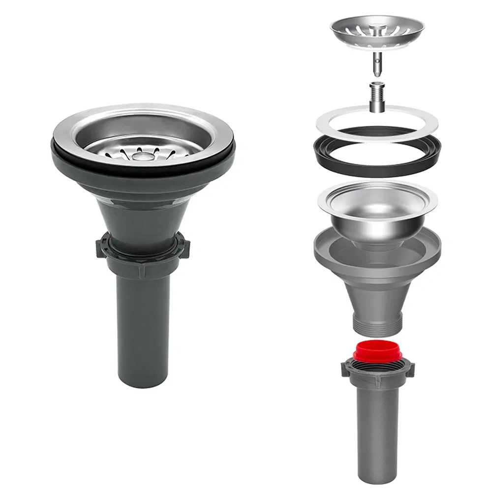 Easy-to-Install Quick Drainage Odor-Proof Kitchen Sink Drain with SUS304 Removable Colander