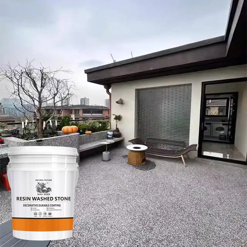 Courtyard Coffee Shop Is Decorated Beautiful Resin Washed Stone Paint.