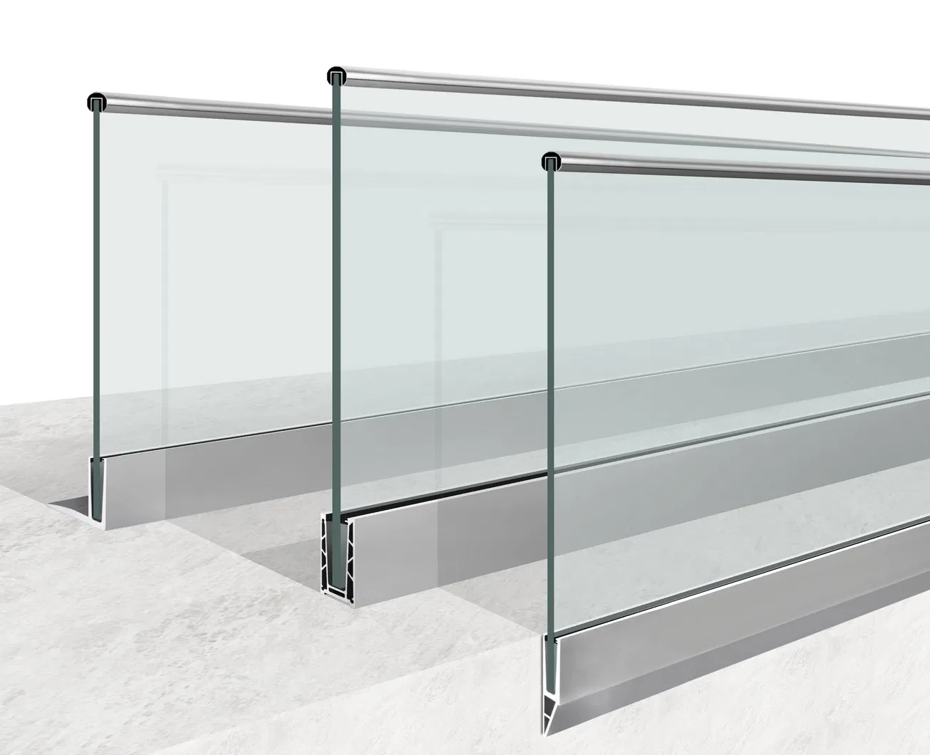 Outdoor Aluminium Channel Glass Railing for Balcony/Balustrade/Staircase Fittings/Baluster/Glass Balustrade