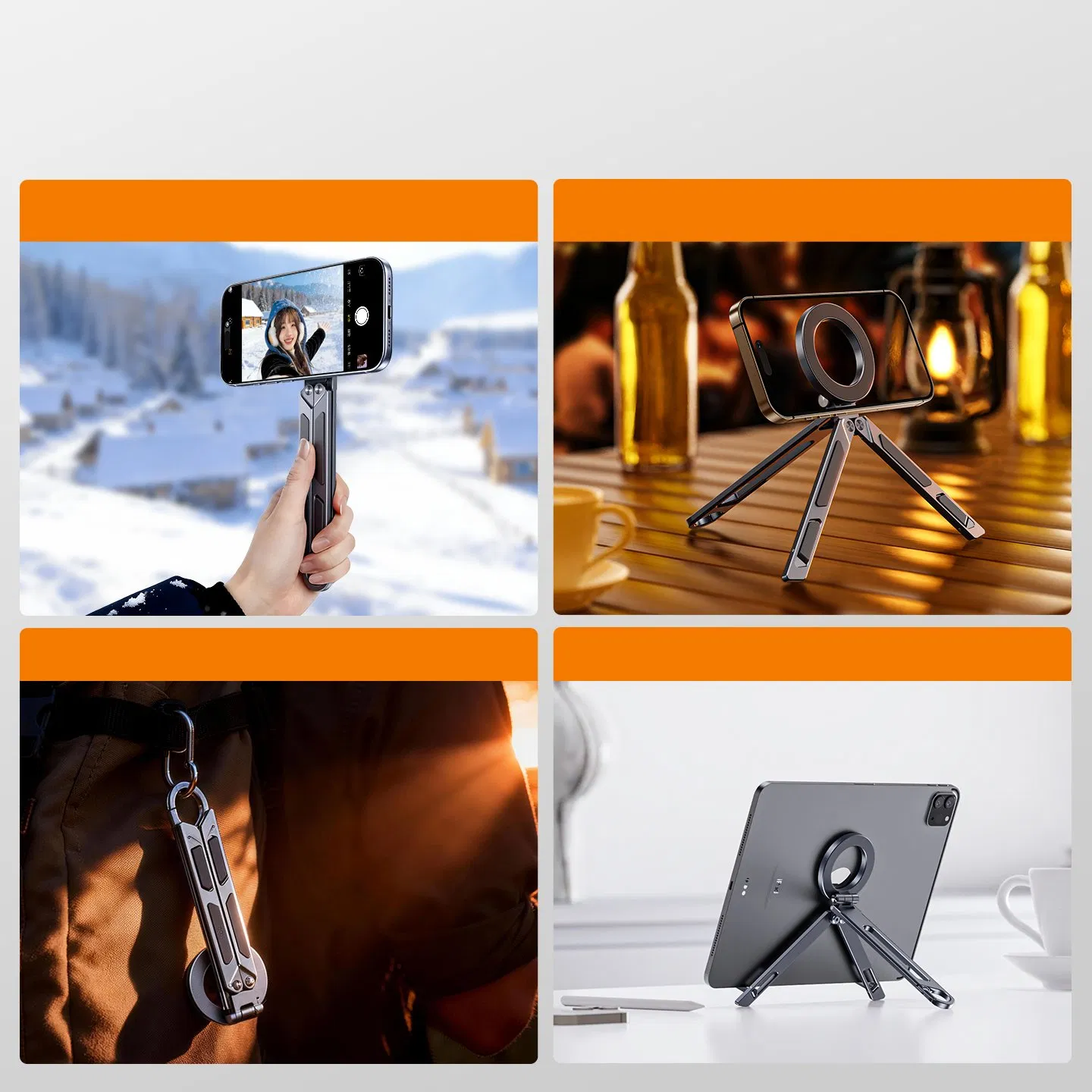 Магнитный держатель-штатив для телефона и ноутбука с карабином