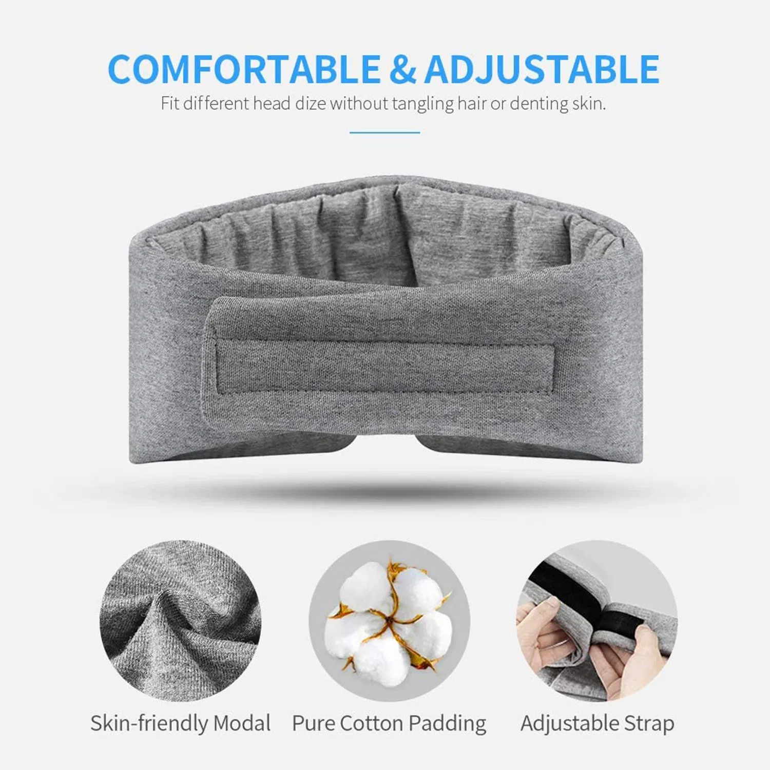 Cotton Wide Cover Sleep Mask Adjustable Blackout Eye Mask for Travel/Hotel Wholesale