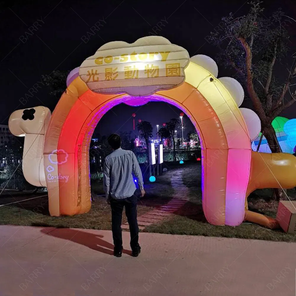 Outdoor Commercial Event Advertising LED Lighted Animal Shape Inflatable Arch