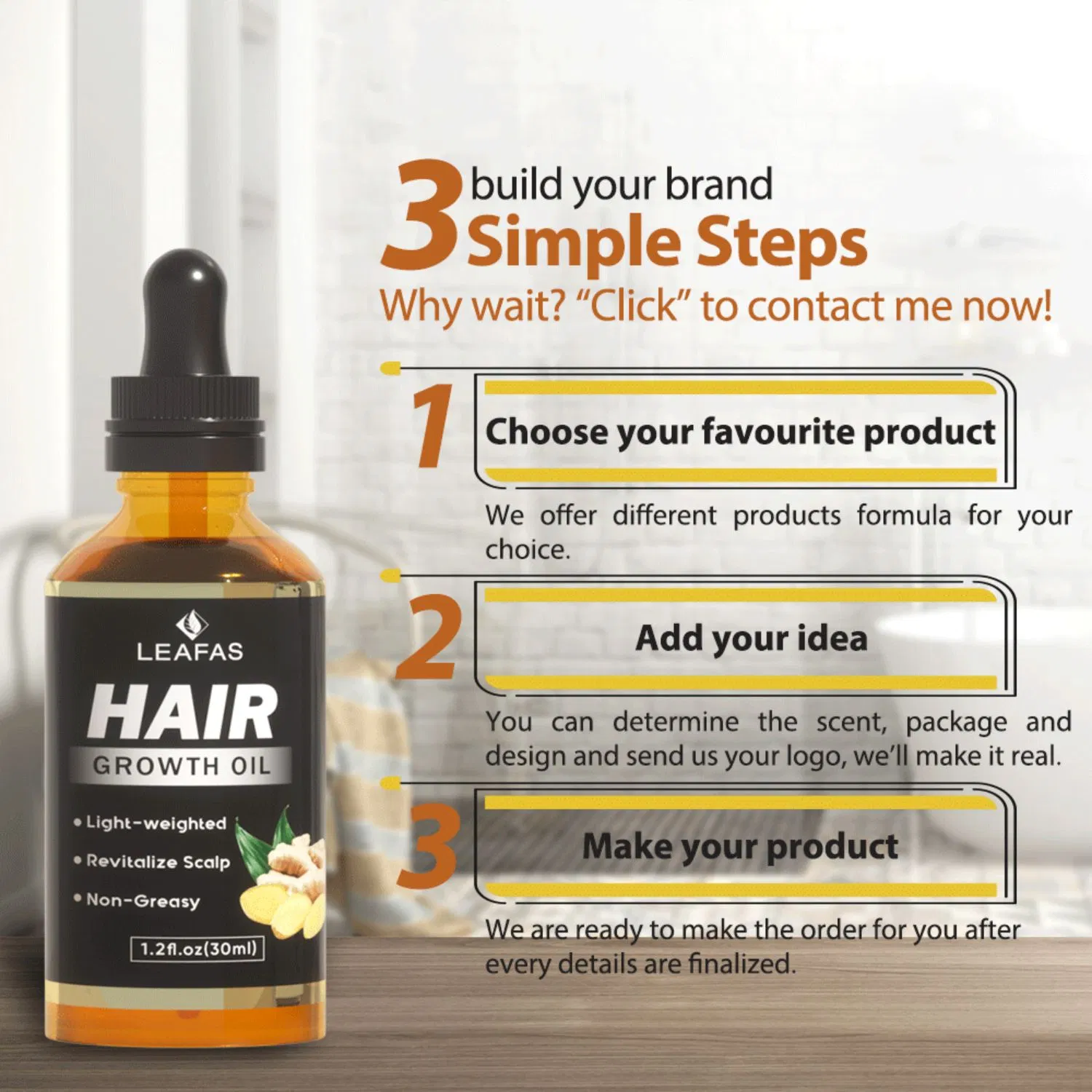 Custom Logo Natural Hair Growth Oil for Stronger & Thicker Hair