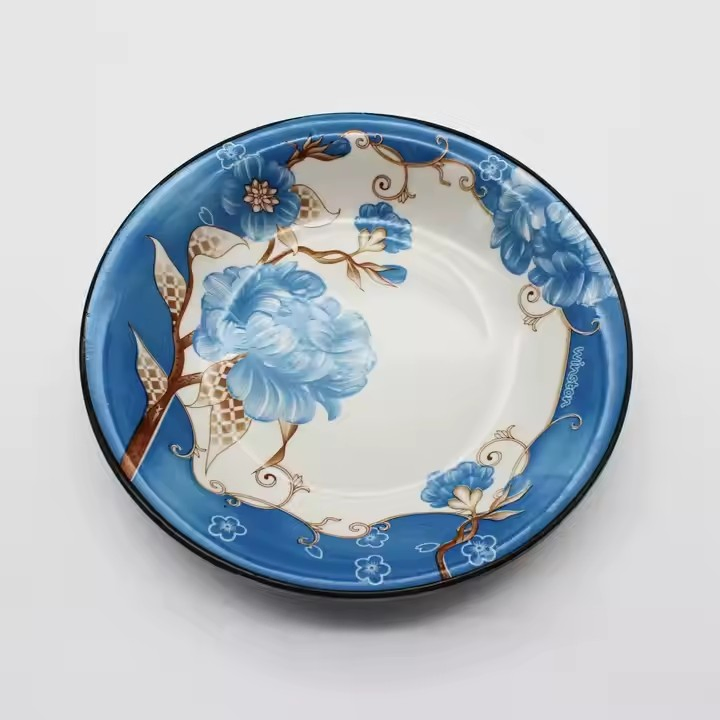 9.25"Soup Plate with Full Under Glaze Decal Ceramics Tableware Porcelainware