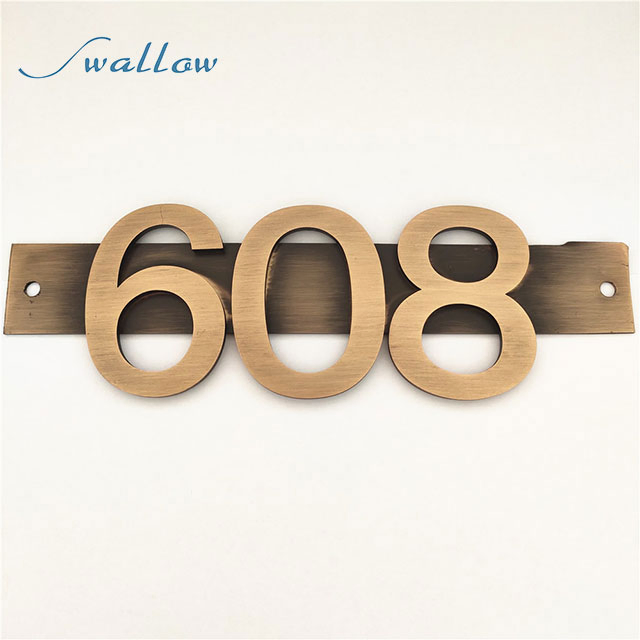 Adhesive Brass Metal Hotel Door Number Plates Villa Apartment Door Number Customized Letters