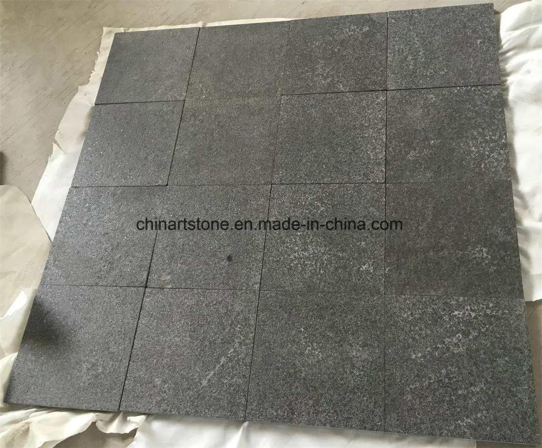 China Flamed Pearl Black Granite Tile for Garden Paving