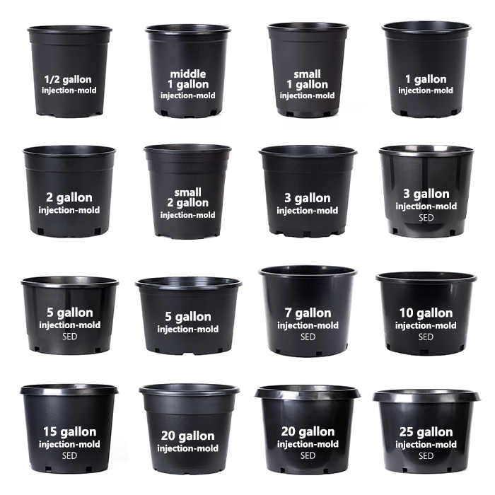 Customized Black Round Various Sizes Plastic Nursery Pots for Seeders and Transplants