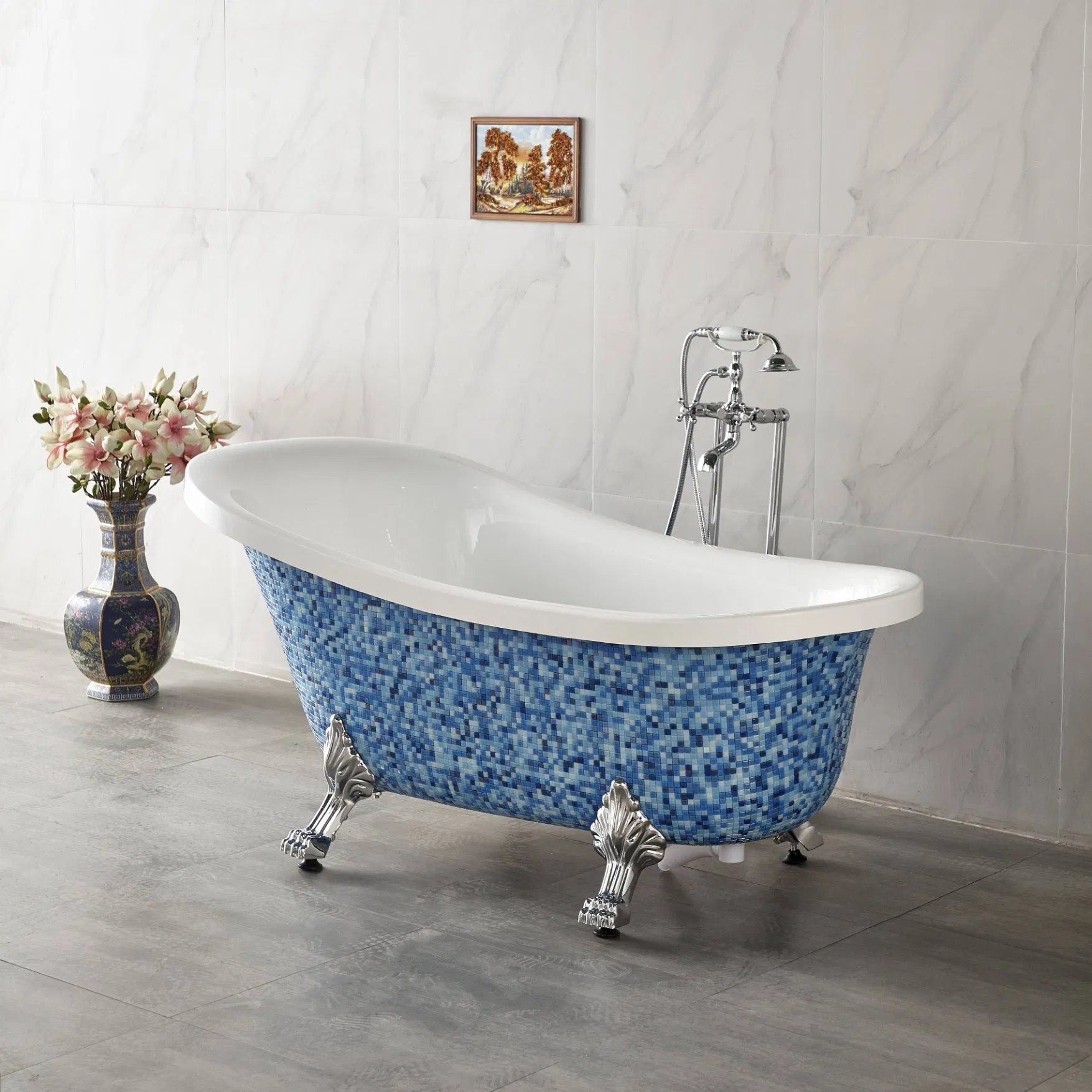 Переносная угловая акриловая ванна с гидромассажем