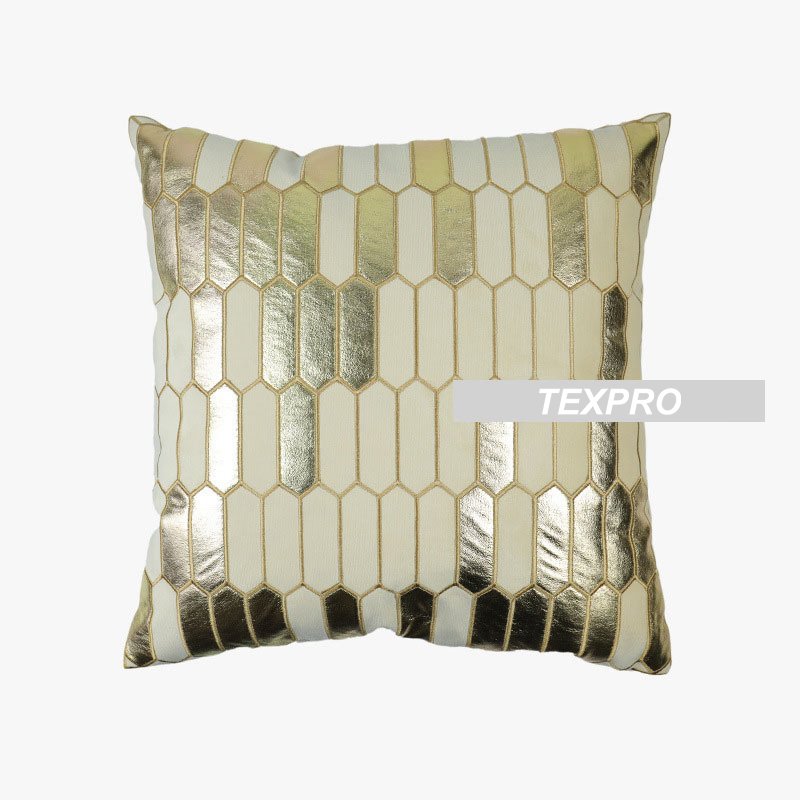 Pillow Case Golden Plaid Embroidery Velvet Cushion Cover Luxury European Pillowcase