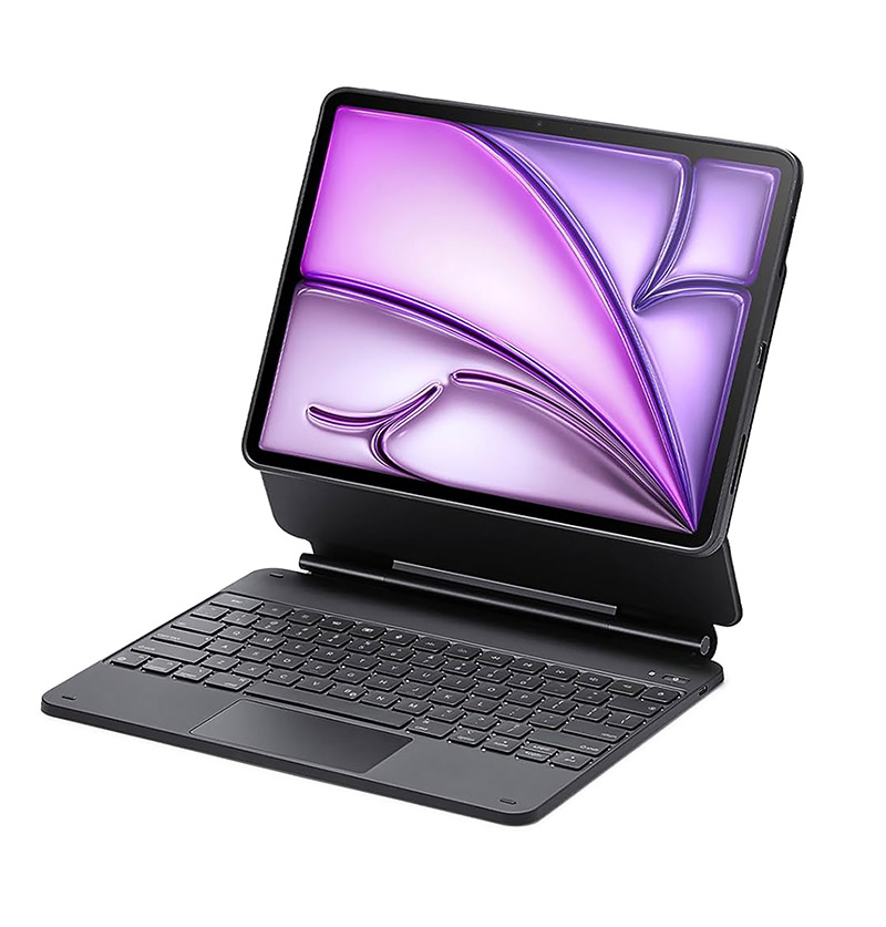 Bluetooth Keyboard Case, with Magic Non-Detachable Pivot Magnetic Tablet Case, Multi-Touch Trackpad/7-Color Backlit Keyboard Case for iPad Air 13 M2/M3 13-Inch