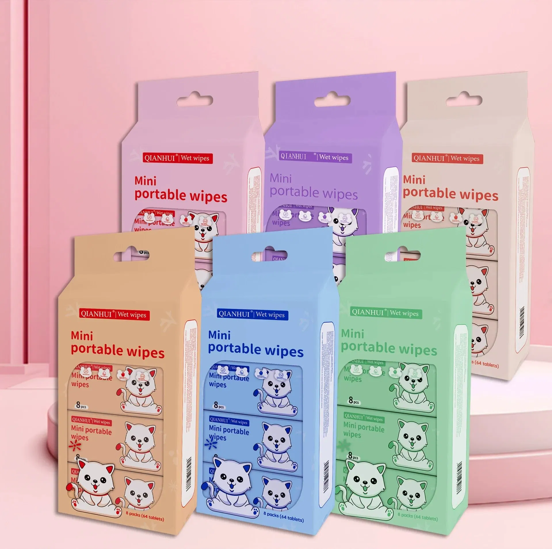 Free Sample Custom Cheap Pure Water Facial Wipes Cute Wet Wipes for Sensitive Skin Care