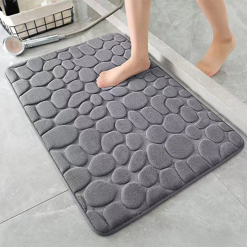 Hot Sale Pebble Stone Bath Mat Non Slip Soft and Water Absorbent Mat for Bathroom Washable Memory Foam Rug