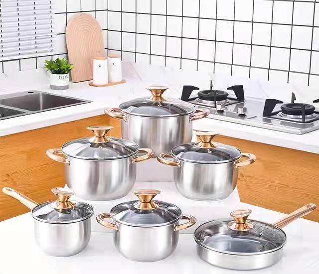 Stainless Steel Pan Utensil Kitchenware Casserole Cookware Setcook Pot Set with Handle