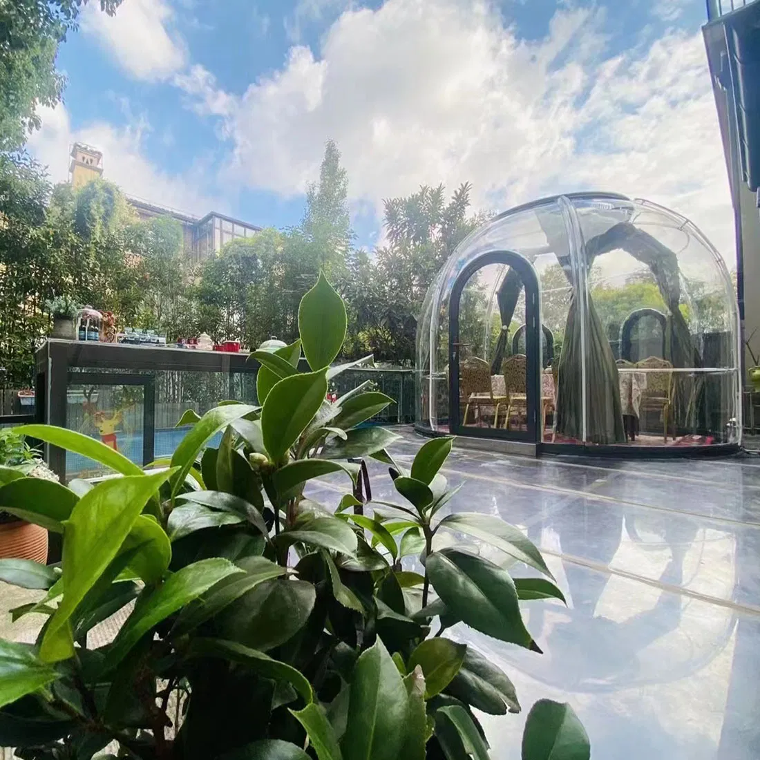 Outdoor Dining Soundproof Spherical Windproof Polycarbonate Panels Camping Restaurant Transparent Room Dome