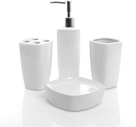 4PCS Modern High White Ceramic Bathroom Accessories