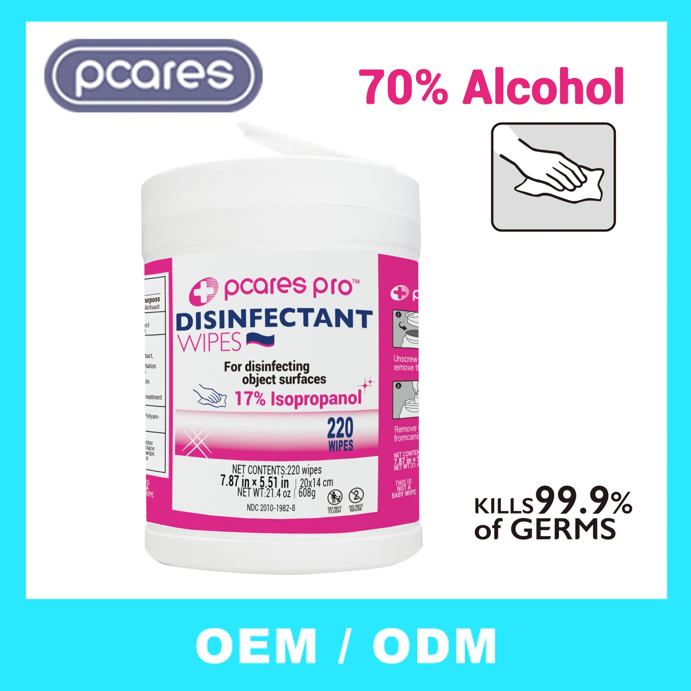 OEM Custom Logo Medical Grade 75% Isopropyl Alcohol Wet Wipes Sterile Skin Hospital Household Machine Disinfecting Wipes