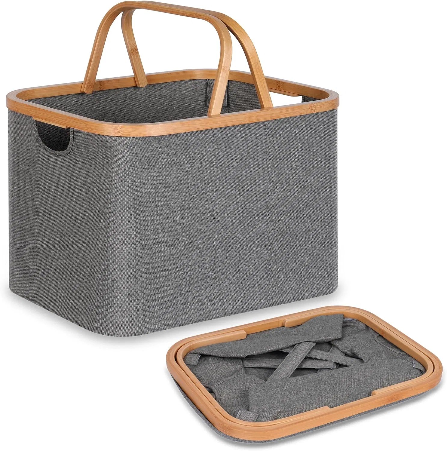 Bamboo Household Simple with Bamboo Handle, Clothing and Miscellaneous Storage Basket