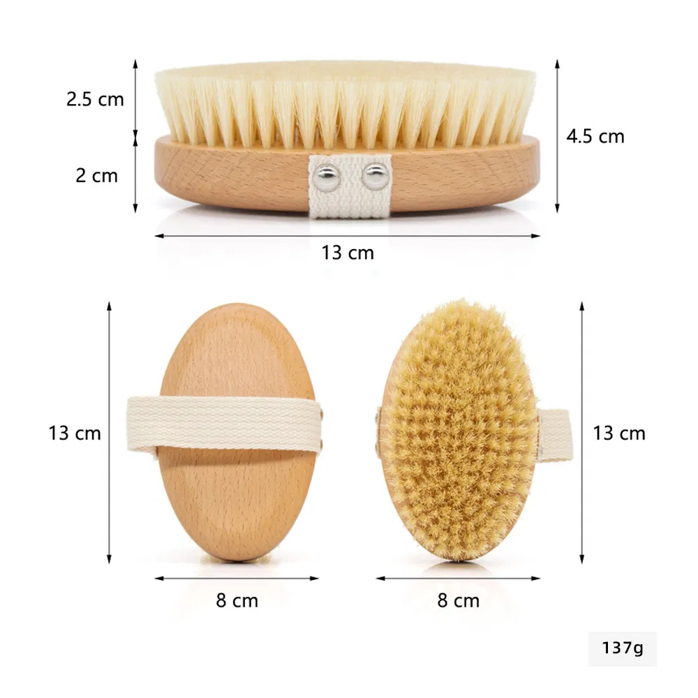Natural Bristle Dry Wet Wooden Body Clean Pet Scrubber Custom Bamboo Bath Shower Nylon Brush