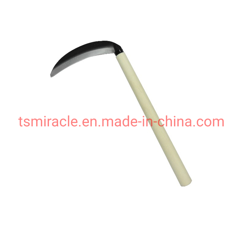 Low Price Carbon Steel Cutting Garden Farming Tool Grass Tooth Sickle with Wooden Handle Purning Sickle