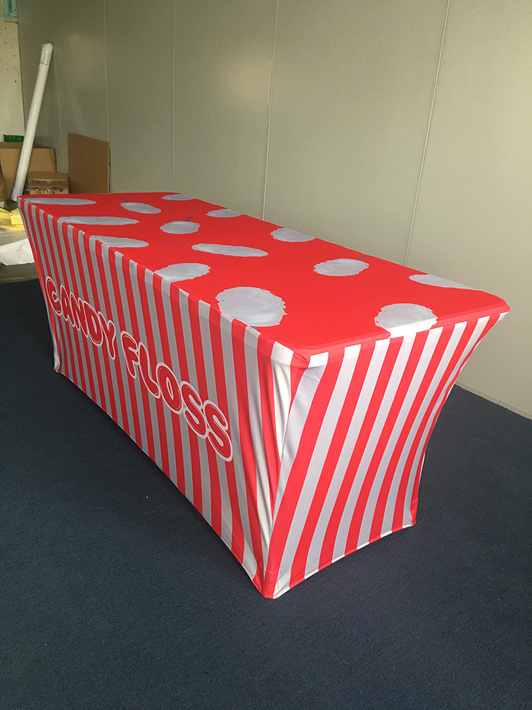 High Quality 4FT 5FT 6FT 8FT Tablecloth Booth Polyester Table Throw Custom Table Cover Cloths