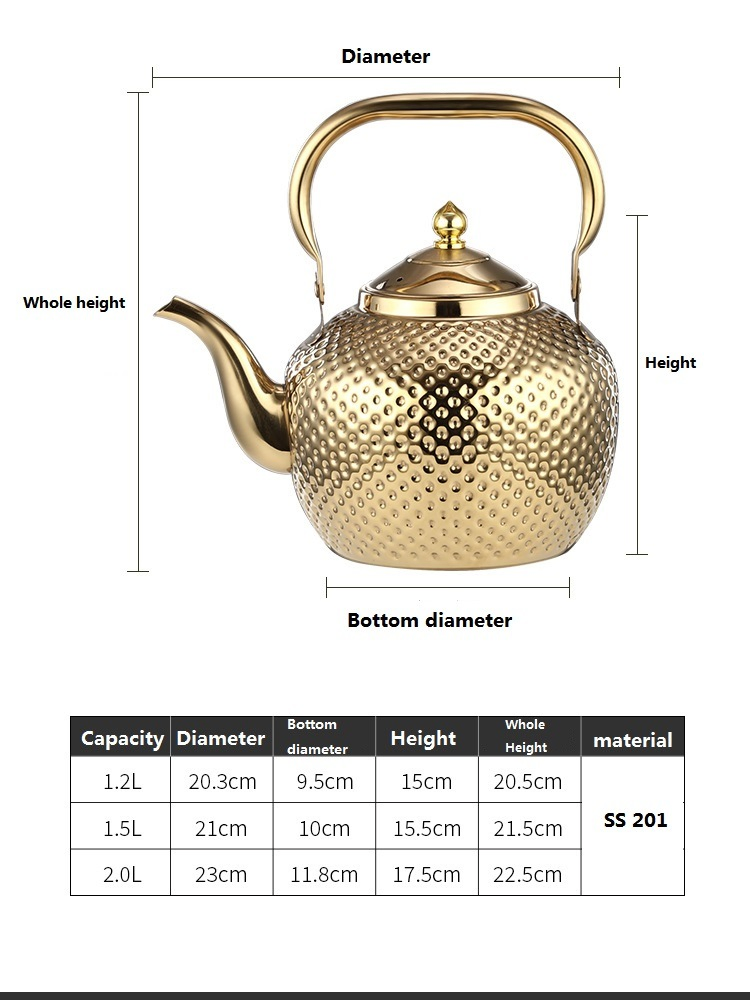 Home Appliance Stainless Steel Teapots Thick Hammered Titanium Teat Kettle