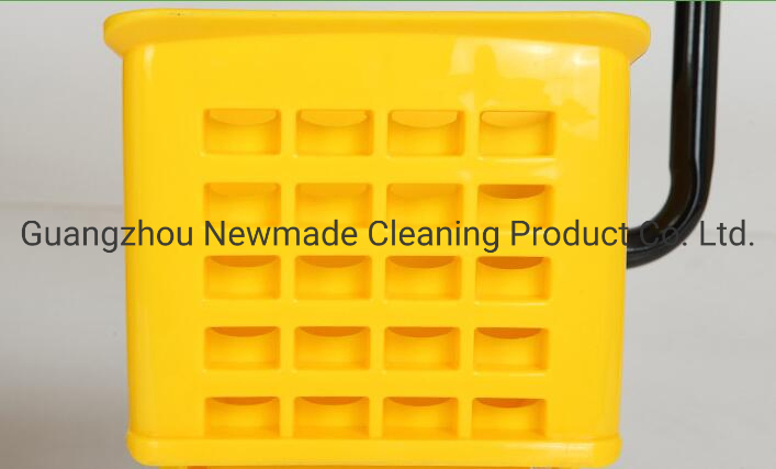 Hotel Floor Cheaning Cart Plastic Industrial Yellow Mop Wringer Bucket Trolley