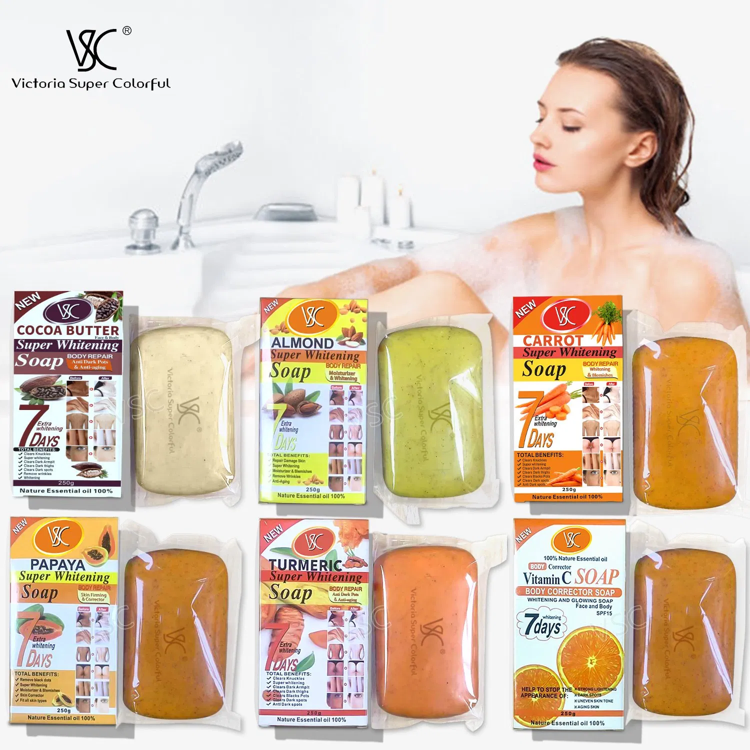 250g Turmeric Bath Soap Whitening and Deep Cleansing Body Soap with Oil Control for Skin