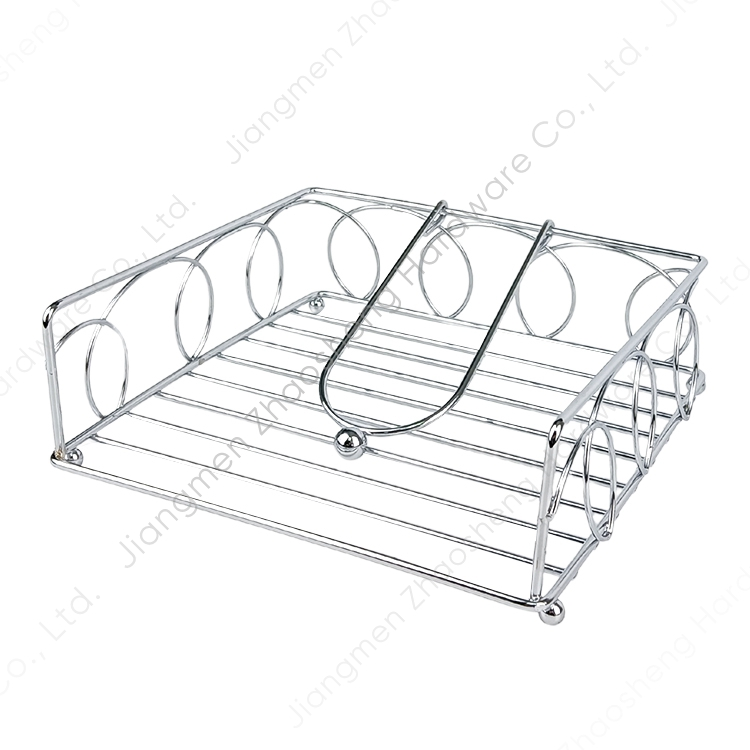 Restaurant Display Stand Lunch Sanitary Napkin Caddy Kitchen Freestanding Metal Silver Paper Napkin Holder for Table