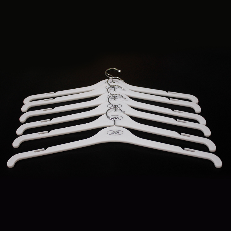 Wholesale White Plastic Clothes Dress Coat Hangers Custom Logo Printing