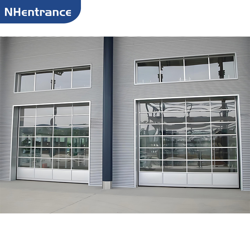 Custom Industrial Garage Gate with Insulated Panels and Modern Design Glass Garage Door
