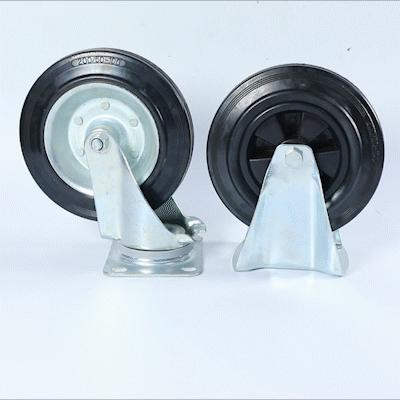 Wbd Zinc Plate 6inch 8 Inch Waste Bin Roataing Caster Rubber Wheel Swivel Dustbin Wheel 160mm 200mm with Lock