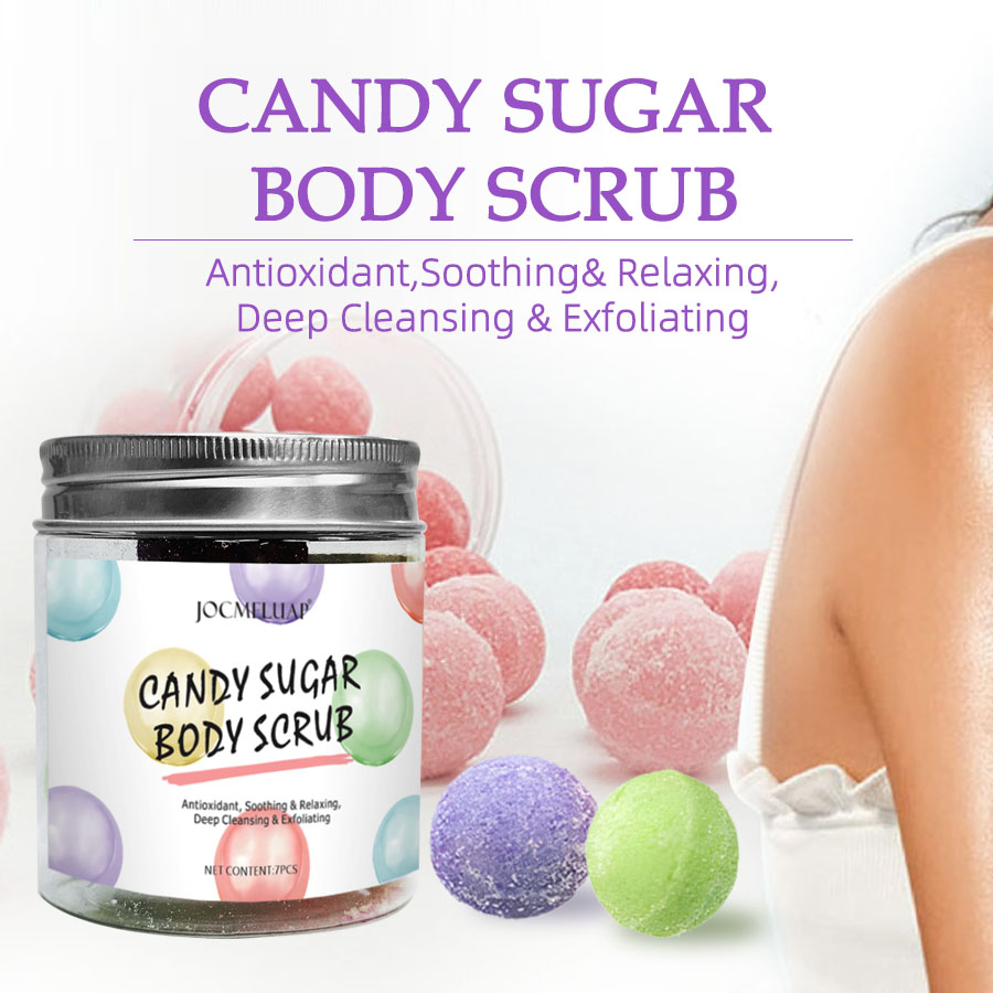 OEM Candy Sugar Body Scrub Ball Whitening Sugar Body Scrub Organic Body Care Exfoliator Colorful Body Scrub Balls
