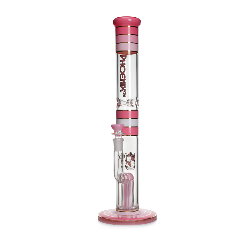 High Quality Phoenixstar Glass Wholesale 17.5 Inches Big Tall Heavy Straight Tube Hookah Herb Smoking Water Pipe with 8 Arm Tree Perc