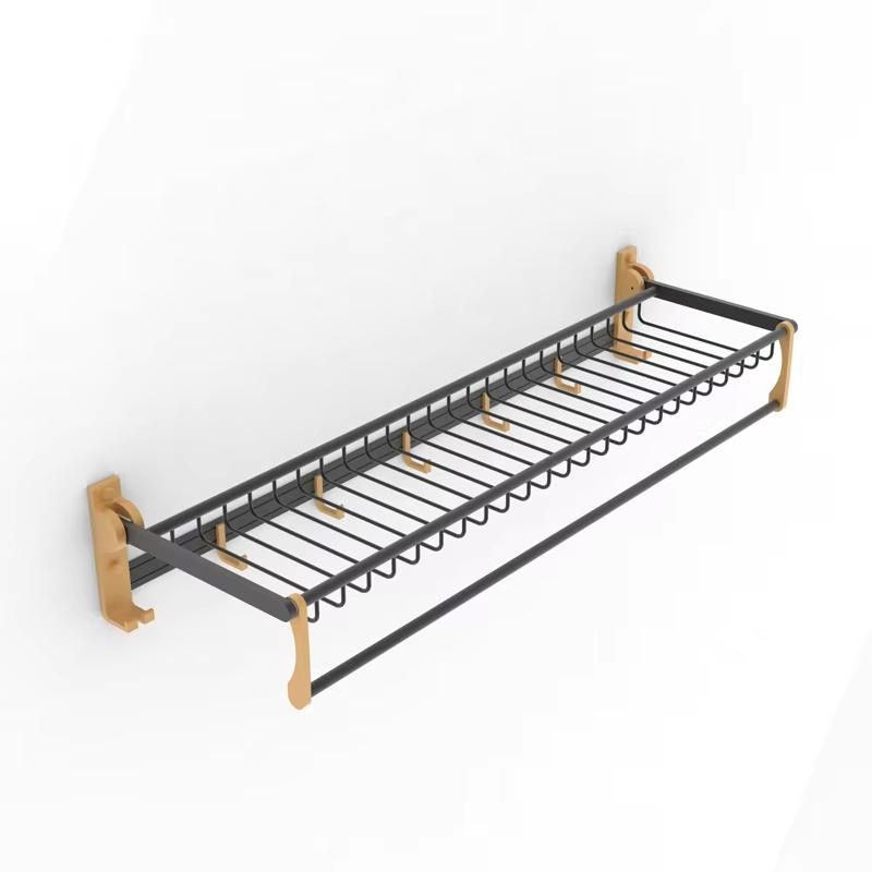 Черная полка для ванной с LED-подсветкой JOYS