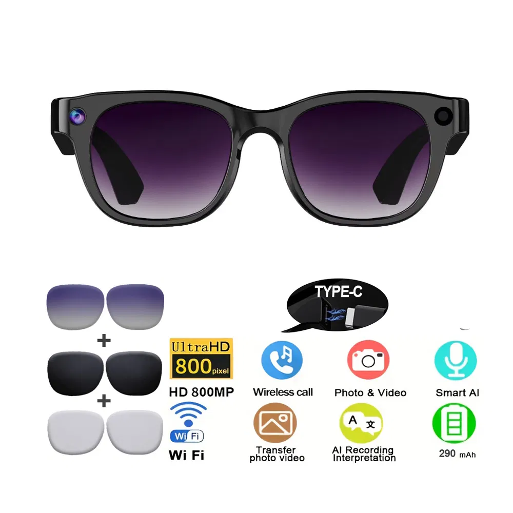 Best Digital Ai Eye Glasses Video Camera 4K Smart Sunglasses for Women
