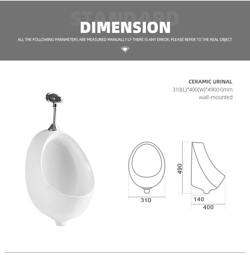 Modern and Sleek Bathroom Oval Urinal High-Quality Ceramic Automatic Flush Sensor Wall Hung Porcelain Wc Flush