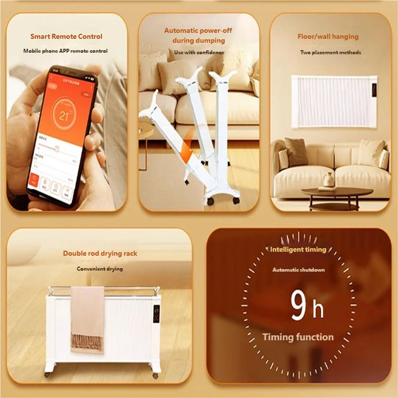 Intelligent Remote Control Carbon Crystal Convection Heater for Home