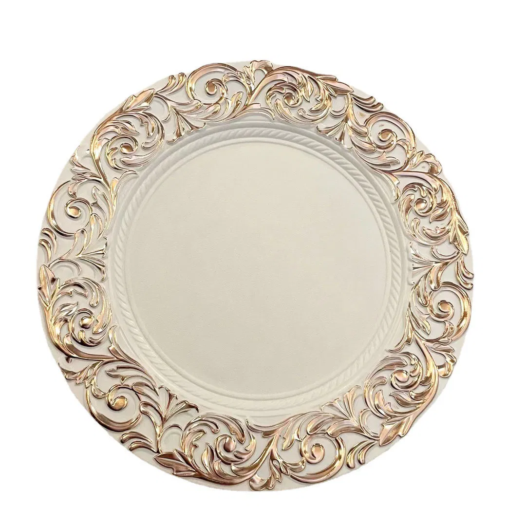 Retro Flower Edge Dinner Plate for Elegant Wedding Table Decor