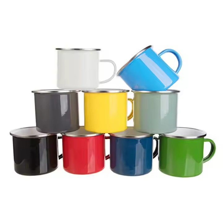 Enamel Pot Casserole Enameled Steel Travel Mug with Handle